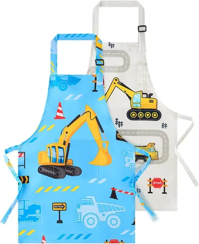 Vista 9 de Paquete de 2 delantales para niños pequeños, delantales artísticos para niños pequeños