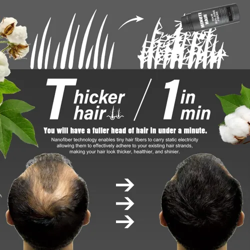 Vista 5 de Botella de tamaño grande de 0.97 oz llena de fibras Minute Hair Fibers. Fibras de construcción de cabello de alta calidad. Gran cantidad de fibras