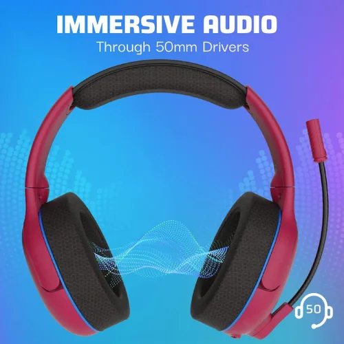 Vista 2 de PDP AIRLITE Pro Wireless Headset with Mic for PS5, PS4, PC - Cosmic Red