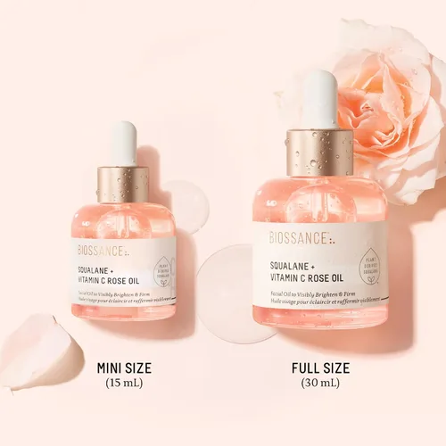 Vista 11 de BIOSSANCE Squalane + Vitamin C Rose Advanced Facial Oil - Brightening, Firming, and Hydrating Serum for All Skin Types - Chios Crystal Oil, Damascus