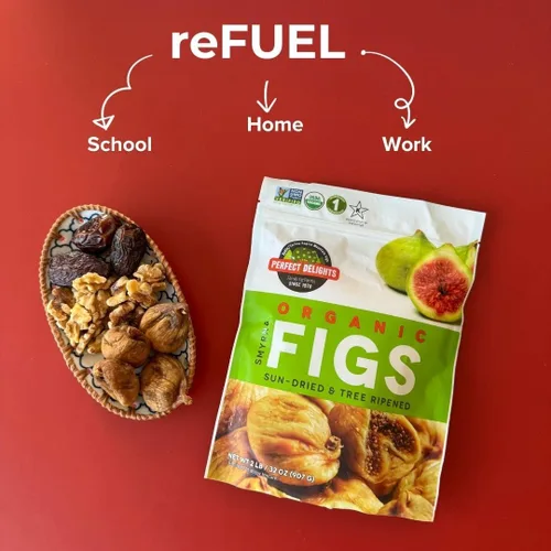 Vista 3 de Perfect Delights Higos turcos orgánicos, veganos, higos deshuesados secados al sol, aperitivo de fruta saludable para niños y adultos, paquete