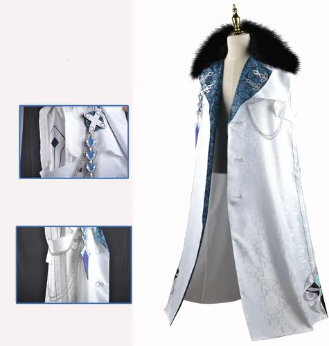 Vista 4 de Game Genshin Impact Fatui Cosplay Disfraz Ejecutivo Capa Tartaglia Bufanda Childe Ajax Ropa de Halloween