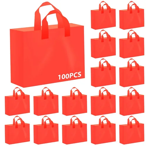 Vista 17 de Amylove 80 bolsas de regalo transparentes a granel con asa, bolsa de plástico esmerilado, embalaje reutilizable, envoltura de golosinas