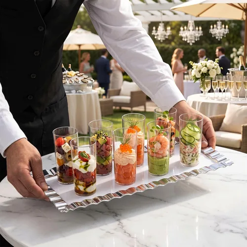 Vista 5 de Restaurantware Vasos de postre de 5 onzas, 100 vasos de cóctel de plástico desechables, duraderos y sostenibles, de plástico transparente
