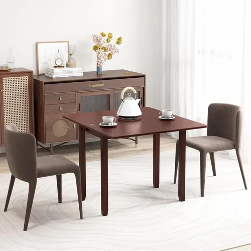 Vista 2 de Tangkula – Mesa plegable de 40" para comedor, mesa de cocina con patas de madera de goma maciza, diseño de doble hoja abatible, mesa de comedor