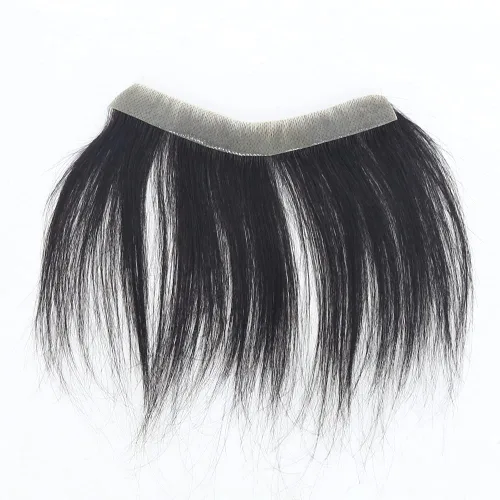 Vista 3 de zigzag hair Tupé de línea capilar para hombre, 0.7 x 6 pulgadas, en forma de V, color negro natural, para hombres, cabello humano real, tupé, piel