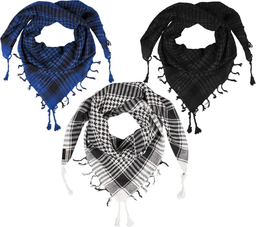 Vista 8 de LOVARZI Shemagh Cottons Arab Keffiyeh - Bufanda militar táctica para cabeza y cuello