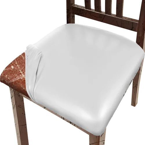 Vista 11 de Juego de 2 fundas de asiento para sillas de comedor de cuero PU, fundas impermeables para sillas de cocina, funda elástica para sillas