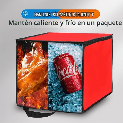 Vista 3 de Bodaon Bolsa de entrega de pizza aislada, 16 x 16 x 14 pulgadas, bolsas calentadoras de pizza para llevar caliente, bolsa de entrega comercial Negro