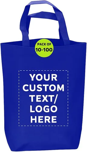 Vista 15 de DISCOUNT PROMOS Customizable Large Tote Bag, Set of 10/50/100 Heavy Duty & Reuseable Bulk Pack - Purple