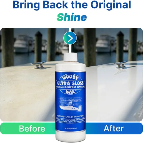 Vista 4 de Woody Wax Compuesto restaurador ultra brillante, removedor de oxidación y restauración de fibra de vidrio de grado profesional para barcos y yates