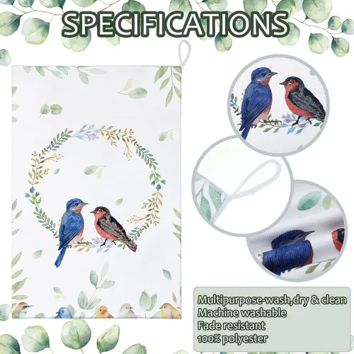 Vista 6 de Frienda Juego de 4 paños de cocina cardenales decorativos para platos de 24 x 16 pulgadas, juego de paños de baño con lazo para colgar, absorbente
