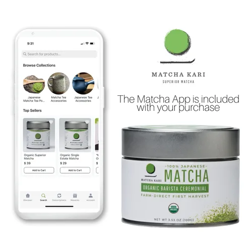Vista 2 de Dr. Weil Matcha Kari - Paquete de palitos de té verde matcha japonés superior y 1.06 oz (30 g), polvo orgánico de grado ceremonial en paquetes