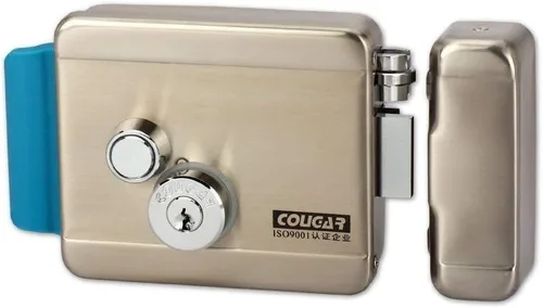 Vista 5 de Cerradura electrónica eléctrica para puerta, 6 llaves punteadas computarizadas, CC de 12 V, acero inoxidable, E-lock, soporte de puerta de metal