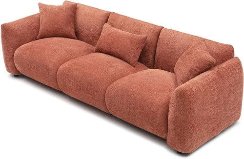 Vista 6 de WILLIAMSPACE Sofá seccional de 102.36 pulgadas para sala de estar, sofá moderno tapizado con respaldo de nube Boucle con 3 almohadas, sofá boucle