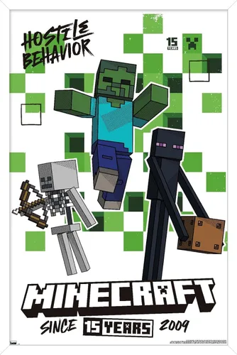 Vista 14 de Trends International Minecraft: 15th Anniversary - Póster de pared de comportamiento hostil, 22.4 pulgadas de largo x 14.7 W, versión enmarcada