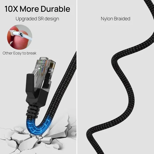Vista 4 de Cable USB a Ethernet 3,3 pies, adaptadores USB 3.0 A a RJ45 macho de nylon, conexión Gigabit directa, compatible con laptop, PC de escritorio