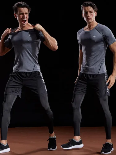 Vista 5 de NELEUS Paquete de 3 camisetas de entrenamiento de capa base de compresión atlética para hombre