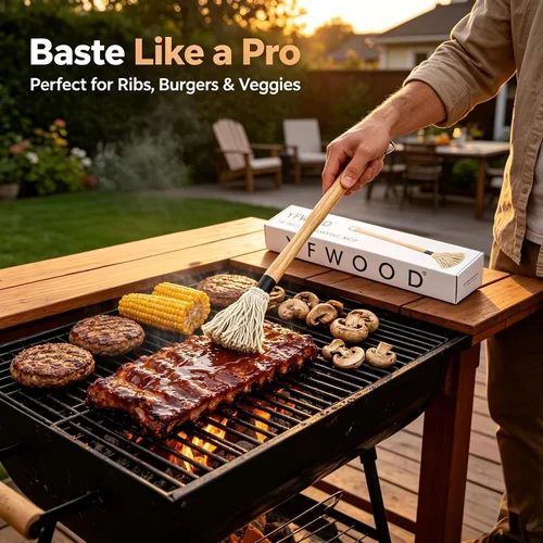 Vista 8 de YFWOOD Cepillos de salsa de fregona de barbacoa de 18 pulgadas Cepillo de Cepillo para mopa de barbacoa