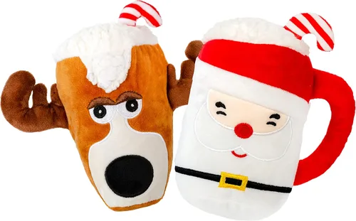 Vista 5 de Giftable World Juguete de peluche navideño para mascotas, divertido para diseños navideños con juguete masticable para perros