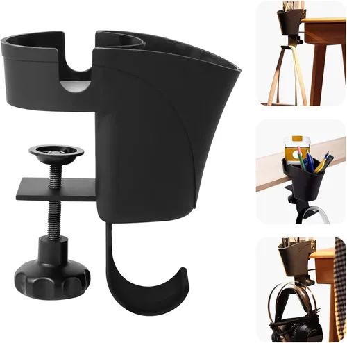 Vista 2 de Desk Organizers Clamp On Headphone Hook Cup Holder and Pen Stand Container for Efficient Workspaces Accessory