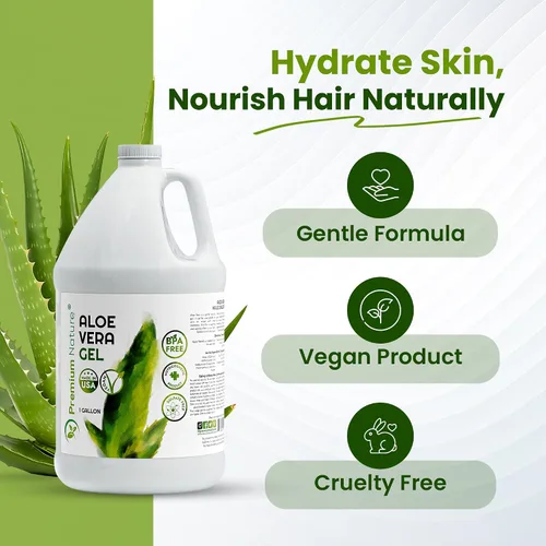 Vista 2 de Premium Nature Gel puro de aloe vera para rostro y piel seca, alivio de quemaduras solares, gelatina hidratante de piel de Aloe Vera Plant