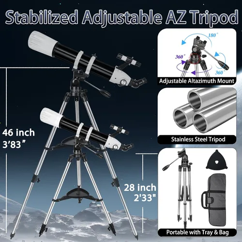 Vista 5 de Telescopio, apertura de 90 mm y longitud focal de 900 mm, telescopio refractor astronómico de alta potencia para adultos - Telescopios profesionales