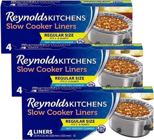 Vista 11 de Revestimiento regular para ollas de coción lenta Reynolds Kitchens, (ideal para 3 a 8cuartos), 4 piezas