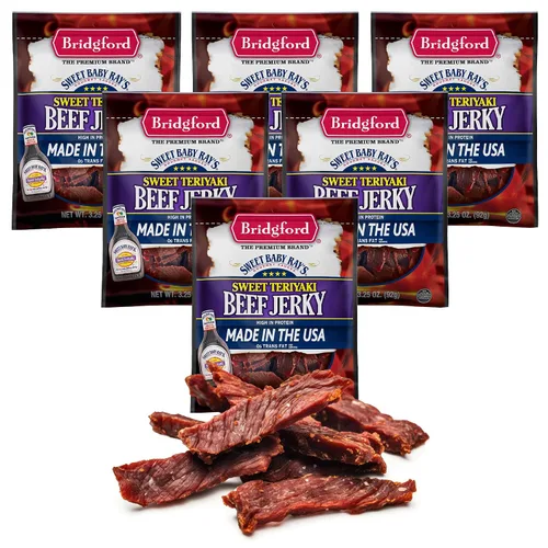 Vista 9 de Bridgford Sweet Baby Ray's Beef Jerky Honey BBQ de 3.25 onzas, paquete de 2 – Cecina alta en proteínas para impulso de energía del mediodía