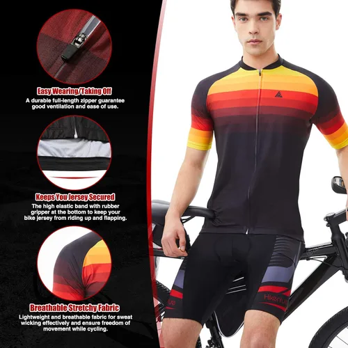 Vista 2 de Mens Cyling Jersey Short Sleeve Bike Shirts with 3 Rear Pockets