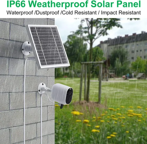 Vista 2 de UYODM Paquete de 3 cargadores de panel solar compatibles con Arlo Essential Spotlight/XL solamente, cable de carga de alimentación de 16.5 pies