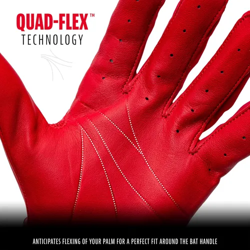 Vista 2 de Franklin Sports MLB Guantes de Bateo de Béisbol - Guantes de Bateo Natural II para Béisbol + Sóftbol - Pares de Guantes de Bateo para Adultos Rojo