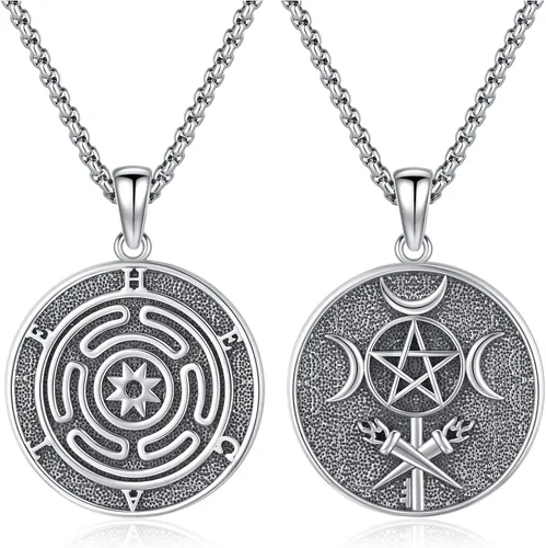 Vista 13 de Joyería Mágica para Mujeres y Hombres Nudo de Bruja Plata 925 Original Collar de Nudo de Bruja Tetragrammaton Hecate Collar Lilith Collar Pentagrama