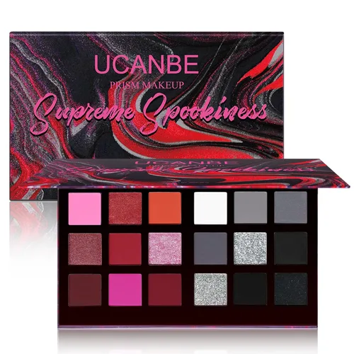 Vista 9 de Paleta de Sombras de Ojos Gótica Verde Morada - 18 Colores Mate Brillante Metálico Brillante y Oscuro Sombras de Ojos Góticas Ahumadas