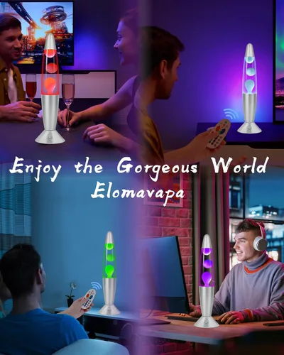 Vista 7 de Lámpara de Movimiento Líquida de 17 Colores con Control Remoto: Luz Nocturna LED de 34.3 cm para Niños y Adultos - Lámpara de Mesa Relajante