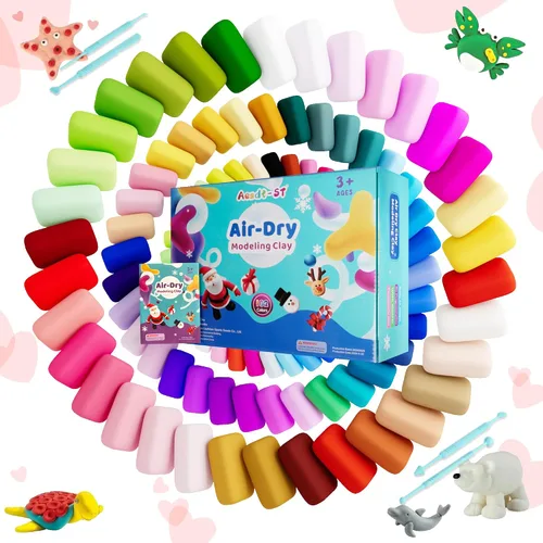 Vista 2 de Aestd-ST Arcilla seca al aire 102 colores, arcilla de modelado para niños, arcilla mágica de bricolaje