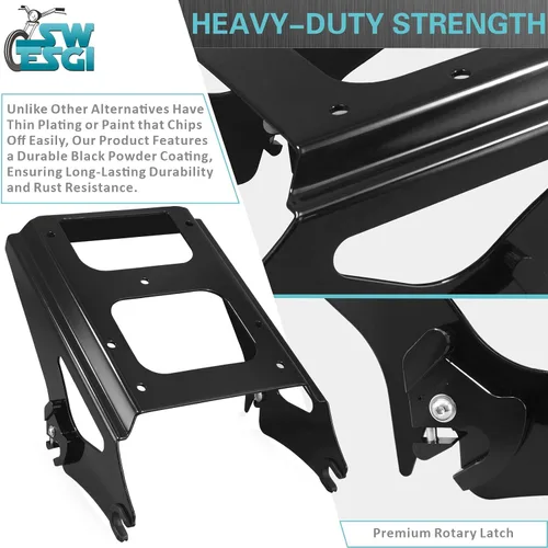 Vista 2 de Estante de montaje desmontable para maletero doble para 2009-2013, compatible con Harley Davidson Touring Street Glide Road King Road Glide Electra