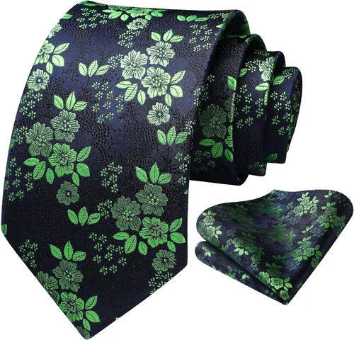Vista 75 de Corbatas florales tejidas clásicas para hombre, corbata cuadrada de bolsillo, corbatas formales para hombres, boda con pañuelo