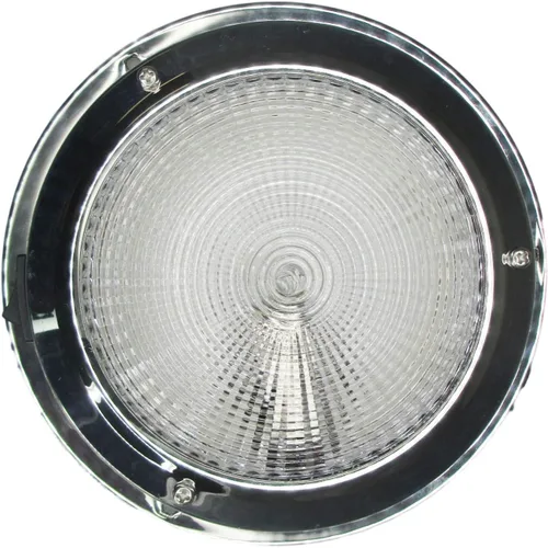 Vista 3 de Pactrade Marine Luz de cúpula de 12 V - lente de 4 pulgadas, blanco cálido incandescente, luz de barco de acero inoxidable con interruptor