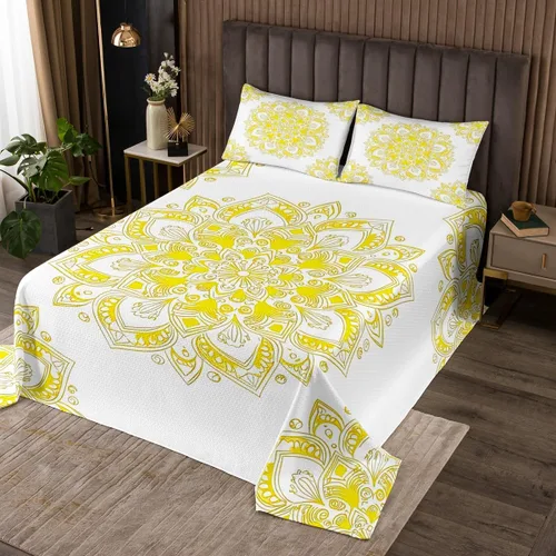 Vista 14 de Erosebridal Juego de colcha de mandala rosa tamaño individual para niñas y mujeres, juego de ropa de cama floral hippie juego de colcha estética