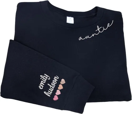 Vista 10 de NAZENTI Personalized Flower Sweatshirt for Women, Embroidered Grandma Gift G08.