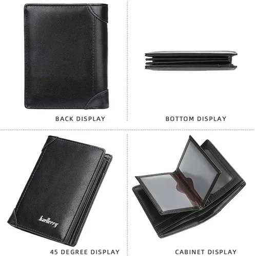Vista 3 de MOTOZA New Classic Vertical Men Leather Wallet Man Business Card Holder ID Package Slots Credit Purse Wallets Pocket Money Bag