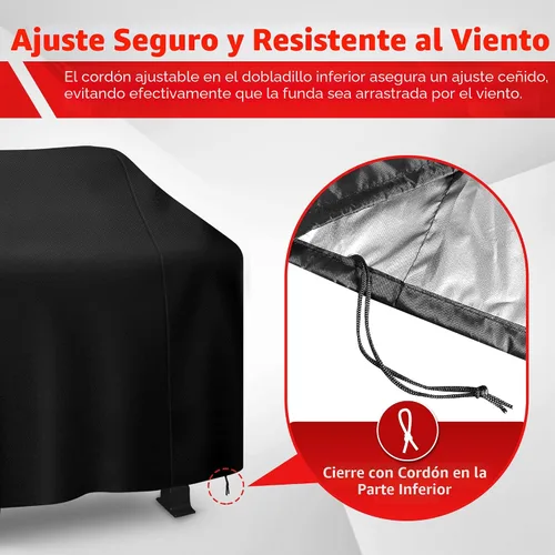 Vista 4 de iCOVER - Cubierta para parrilla de 140 cm, cubierta de barbacoa para parrillas al aire libre, cubierta de parrilla a gas resistente a los rayos UV
