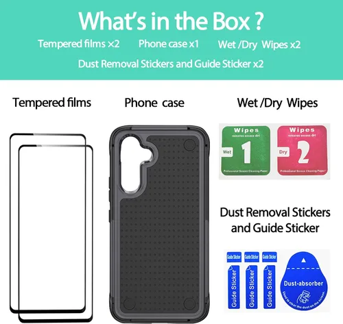 Vista 72 de Jeylly Compatible con Samsung Galaxy A22 5G Funda, Funda Samsung A22 5G con 2pcs protectores de pantalla de vidrio templado