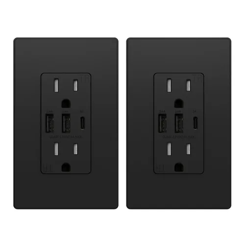 Vista 32 de ELEGRP Tomacorrientes USB, toma de pared de 3 puertos, toma eléctrica de 30 W 6.0 A resistente a manipulaciones, toma de corriente de 15 amperios
