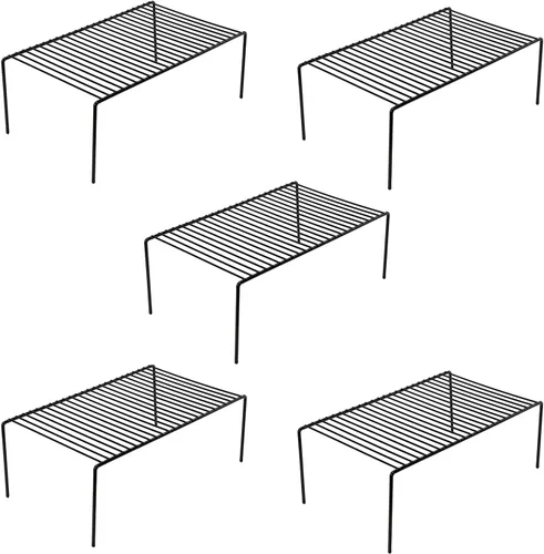 Vista 2 de Juego de 5 organizadores de estantes de gabinete de cocina, grandes (15.7 x 9.4 pulgadas), estantes de almacenamiento de despensa de alambre de Negro