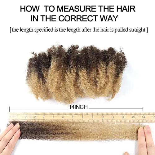 Vista 3 de HAPPY&CC Afro Kinkys - Extensiones de cabello humano a granel para extensiones de rastas de 10 pulgadas, 1.76 onzas, #4, color marrón degradado a