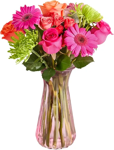 Vista 11 de 1800 flores – Ramo individual de flores vibrantes (florero transparente incluido) Flores de primavera recién cortadas para entrega Regalo