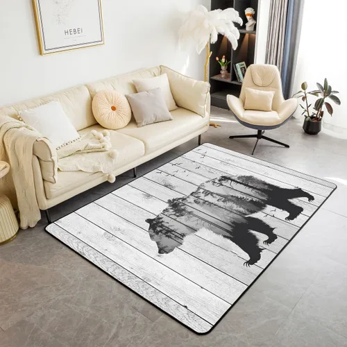Vista 30 de Castle Fairy Bear Family - Alfombra antideslizante de 3 x 5 pies, diseño de animales salvajes, color negro, para niños, adolescentes y adultos