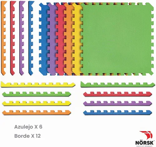 Vista 2 de Norsk - Alfombrillas de espuma de 1/2 pulgada reversibles de doble cara para gimnasio en casa - Baldosas de espuma EVA entrelazadas